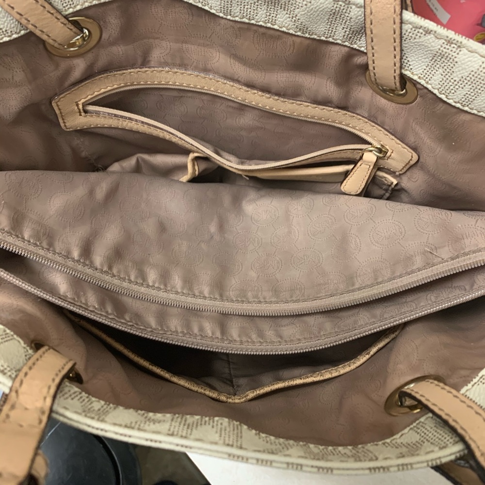 White tan MK tote bag